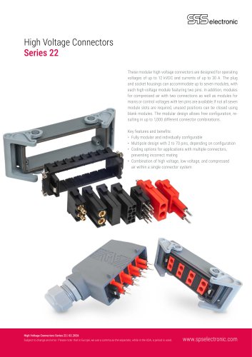 High Voltage Connectors Series 22