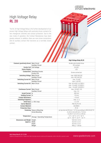 High Voltage Relay RL 20