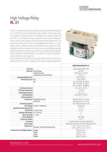 High Voltage Relay RL 21