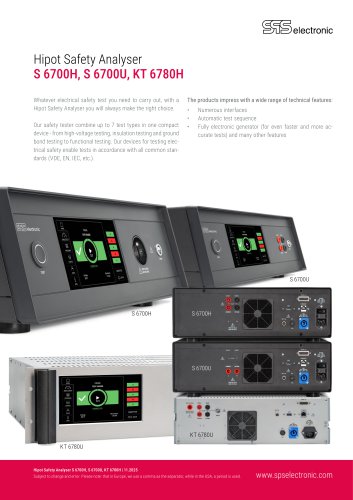 Hipot Safety Analyser S 6700H, S 6700U, KT 6780H
