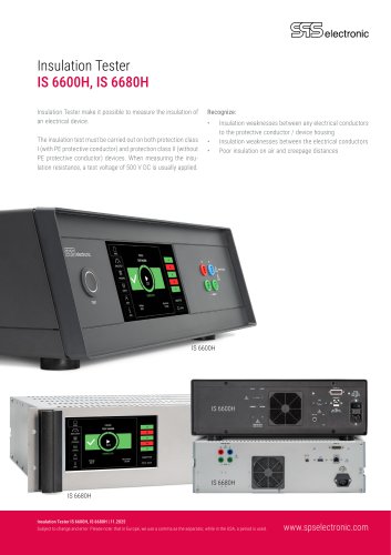 Insulation Tester IS 6600H, IS 6680H