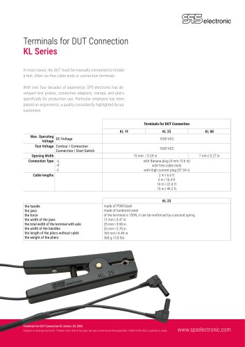Terminals for DUT Connection KL Series