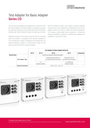 Test Adapter for Basic Adapter Series CO