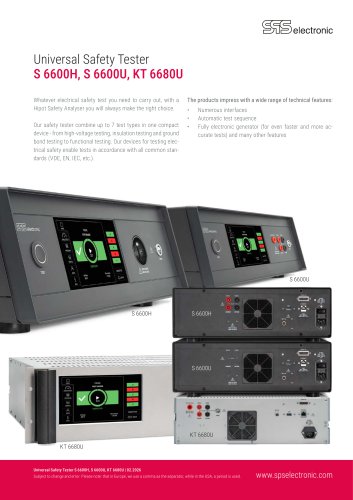 Universal Safety Tester S 6600H, S 6600U, KT 6680U