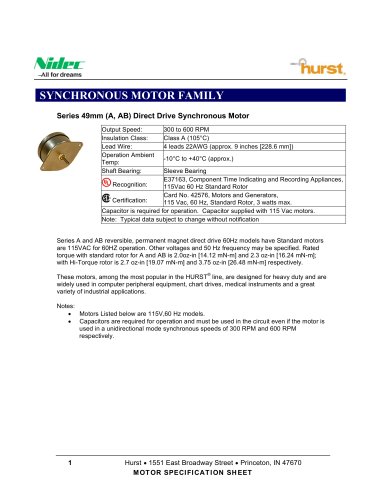 49mm (A, AB) Direct Drive Synchronous Motor