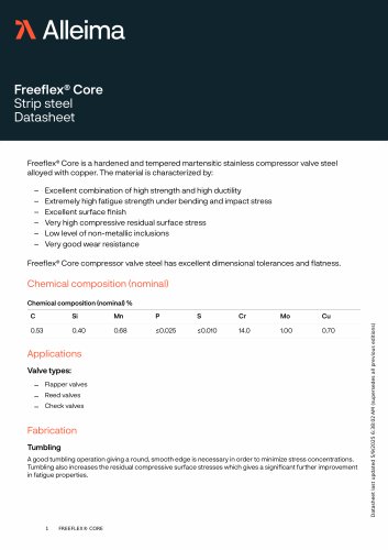 Freeflex&reg; Core Strip steel Datasheet