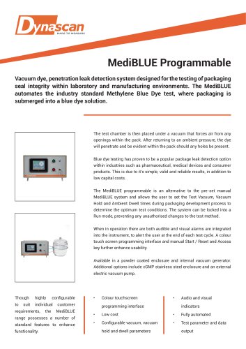 Dynascan MediBLUE Programmable Technical Datasheet