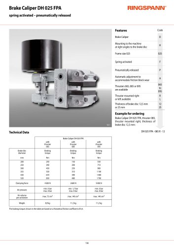 Datasheet DH 025 FPA