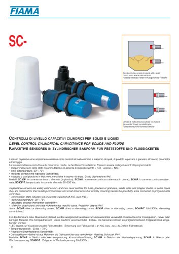 SC- Level control cylindrical capacitance for solids and fluids