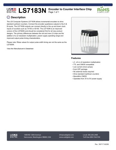 LS7183N Encoder to Counter Interface Chip