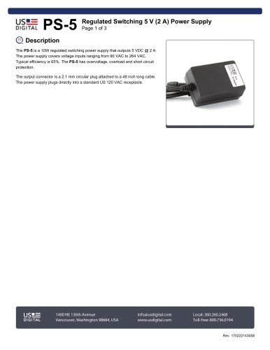 PS-5 Regulated Switching 5 V (2 A) Power Supply