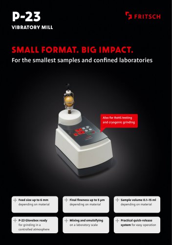 P-23  Vibratory Mill Model Card | P-23 Glove Box