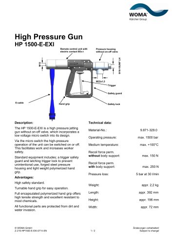 High Pressure Gun HP 1500-E-EXI