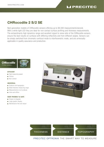 CHRocodile 2 S/ 2 SE  - non-contact surface profiling and thickness measurements. Switchable from chromatic-confocal mode to interferometric mode