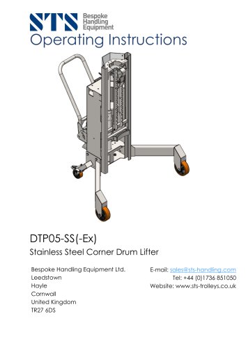 Drum Lifter - DTP05-R500-SS - Instruction Manual (Manual drum lifter DTP05-R500-SS)
