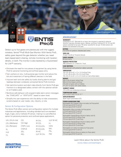 Ventis Pro5 - Spec sheet