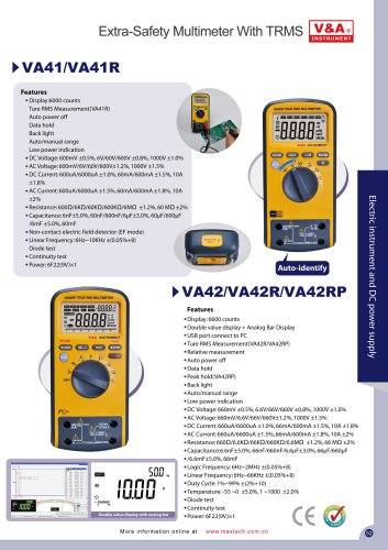 V&A Extra-safety Multimeter with TRMS VA41 / VA42 Electric Instrument