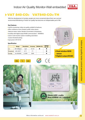 V&A Indoor Air Quality Monitor-Wall embedded VAT840-CO2 Environmental Products?