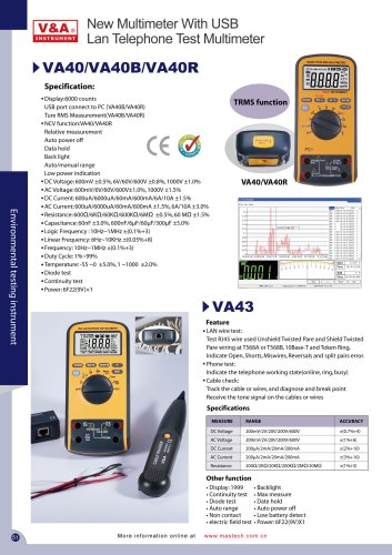 V&A New  Multimeter with USB/Lan Telephone Test Multimeter VA40/VA40B/VA40R/VA43 Electric Instrument