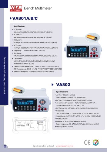 V&A Bench Multimeter VA801/VA802 Electric Instrument