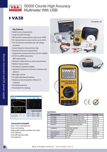 V&A High Accuracy Multimeter with USB  VA38 Electric Instrument