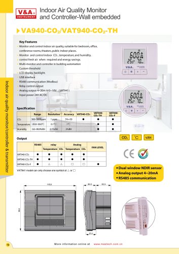 V&A Indoor Air Quality Monitor and Controller-Wall embedded VAT940-CO2 Environmental Products?