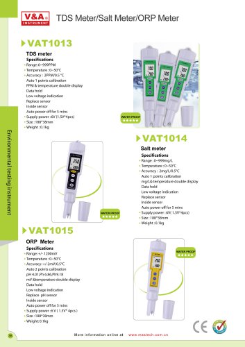 V&A TDS Meter/Salt Meter/ORP Meter VAT1013/VAT1014/VAT1015 Environmental testing