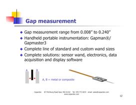 Best practices in the use of Non-Contact Capacitive “Smart” Displacement, Gap & Hole Sensors for Aircraft & Aircraft Engines - 12