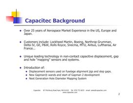 Best practices in the use of Non-Contact Capacitive “Smart” Displacement, Gap & Hole Sensors for Aircraft & Aircraft Engines - 2