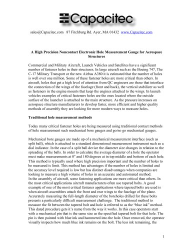 A High Precision Noncontact Electronic Hole Measurement Gauge for Aerospace Structures