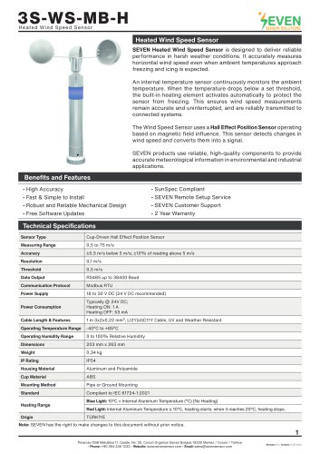 Heated Wind Speed Sensor (3S-WS-MB-H)