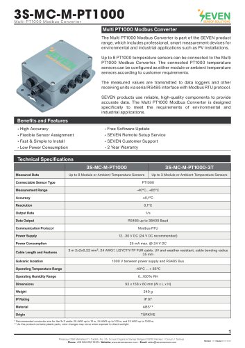 Multi PT1000 Modbus Converter (3S-MC-M-PT1000)