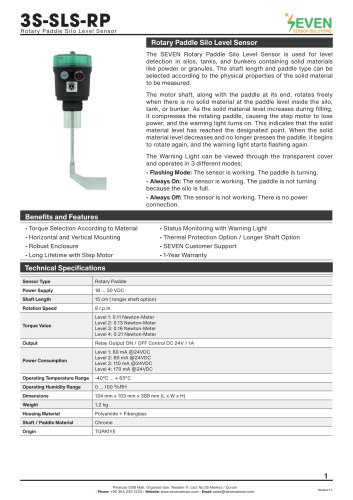 Rotary Paddle Silo Level Sensor (3S-SLS-RP)