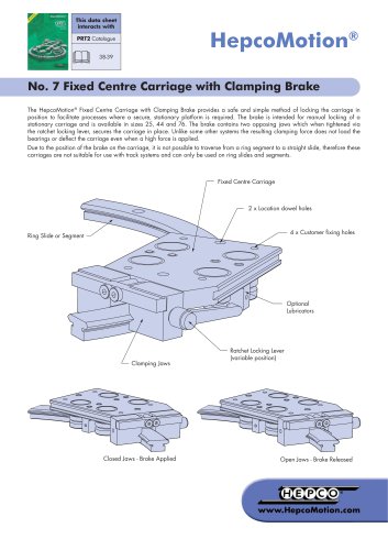 PRT2 No. 7 Fixed Centre Carriage with Clamping Brake