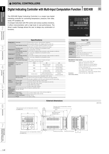 Digital Indicating Controller with Multi-Input Computation Function SDC40B