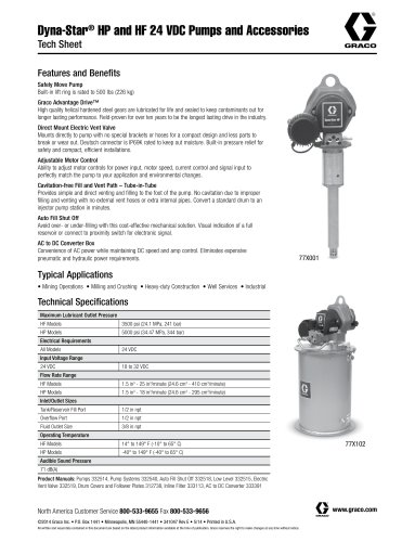 Dyna-Star® HP and HF 24 VDC Pumps and Accessories