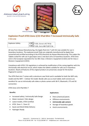 Product flyer explosion proof iPad Mini 7 (Ex Zone 2)