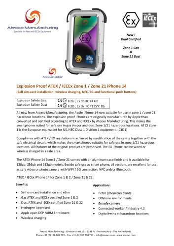 Product flyer explosion proof iPhone 14 (Ex Zone 1)