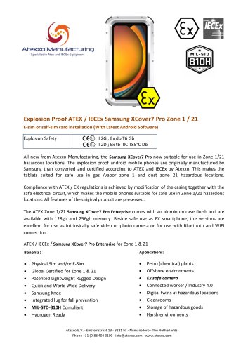 Product flyer Explosion Proof Samsung XCover7 Pro (Ex Zone 1)