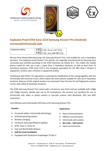 Product flyer Explosion Proof Samsung XCover7 Pro (Ex Zone 2)