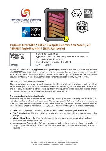 Product flyer NATO TEMPEST iPad Mini 7
