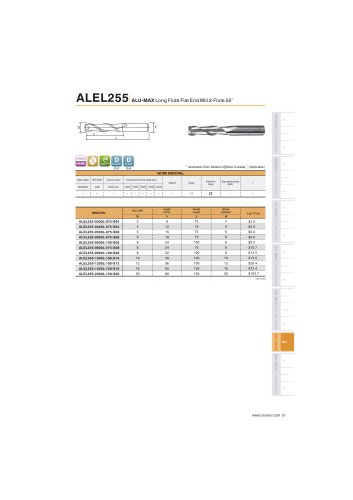 ALEL255 Carbide flat mill 2F long length for Aluminum helix55