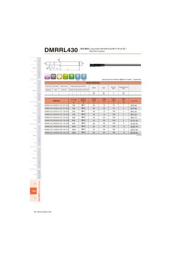 DMRRL430 Carbide radius mill 4F long length for Graphite helix30