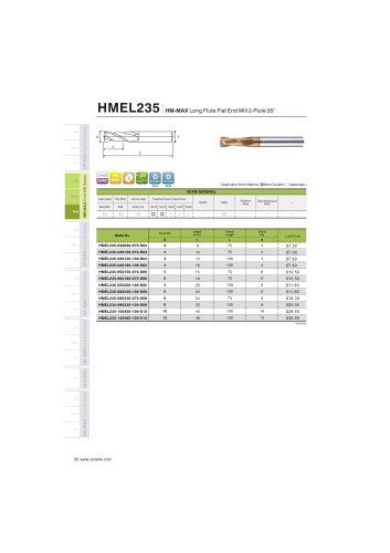 HMEL235 Carbide flat mill 2F long length for steel and stainless steel helix35