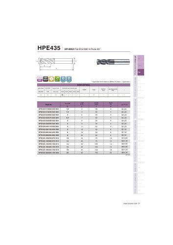 HPE435 Carbide flat mill 4F for steel helix35