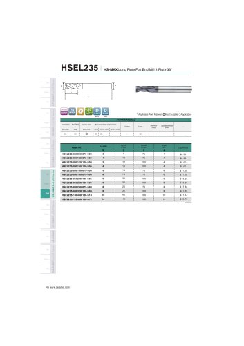 HSEL235 Carbide flat mill 2F long length for stainless steel helix35