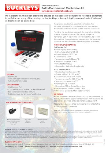 Datasheet: Calibration kit for the BathyCorrometer&reg; Pro'