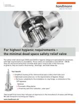 For highest hygienic requirements – the minimal dead space safety relief valve - 1