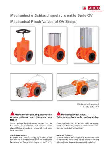 Control and manual Pinch Valves - OV Series