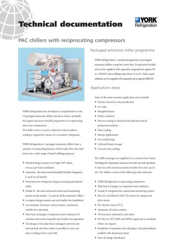 PAC chillers with reciprocating compressors